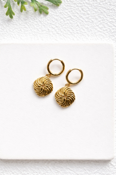 Textured Gold Hoop Earrings - PD417